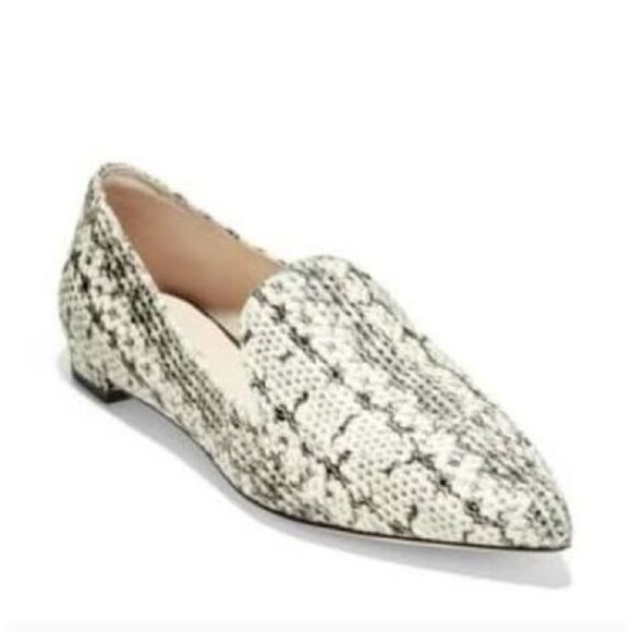 LIKE NEW COLE HAAN BRIE SKIMMER SNAKESKIN POINTED TOE LOAFER SIZE 9.5 - Picture 1 of 8